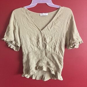 Womens Paper Crane Cropped Top Green Top      SIZE MEDIUM